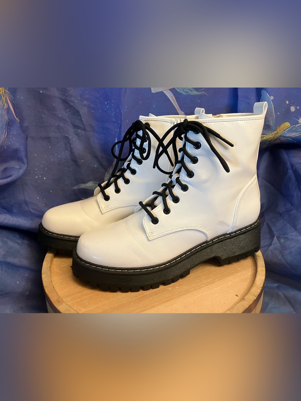 Madden NYC Women’s Lug Combat Boots - White Size 11